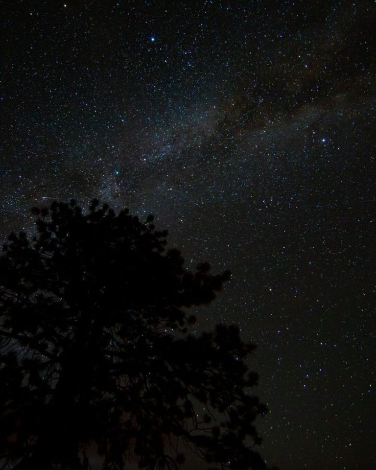 A starry night and visible milky way in Bryce Canyon National Park