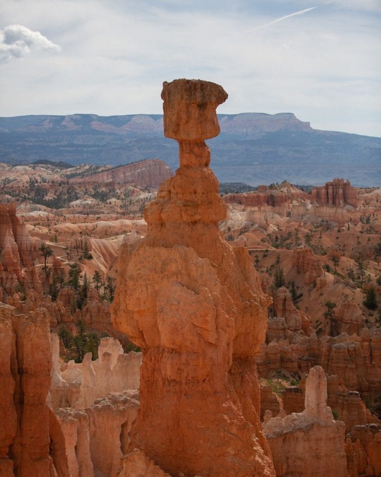 The famous Thor's Hammer hoodoo stands tall in the Bryce Canyon amphitheater