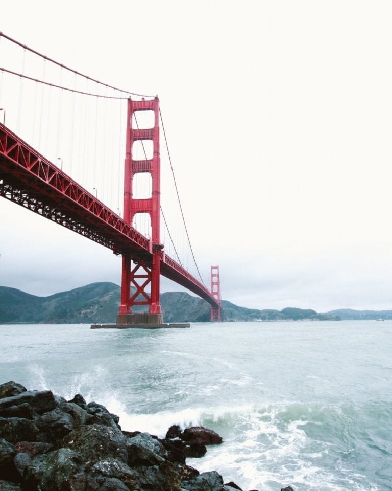 Golden Gate Bridge on a foggy day in the San Francisco Bay