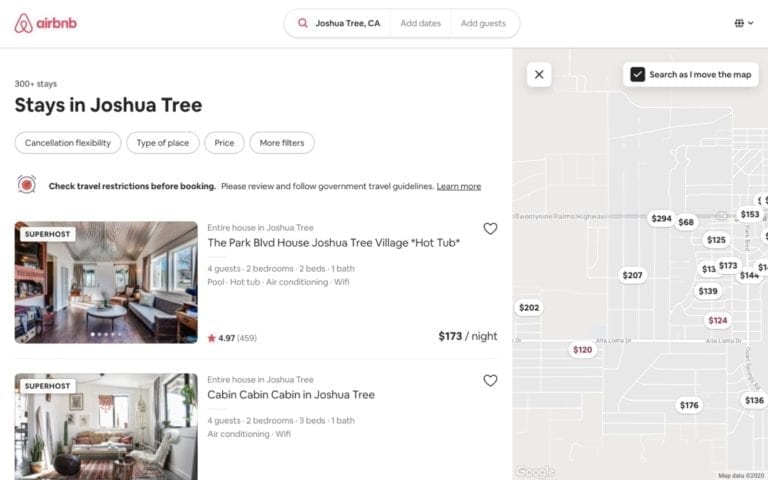 Use Airbnb to search for short-term rentals near your destination.