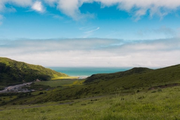 The first sighting of the Pacific Ocean when driving on Mattole Road on this Northern California road trip