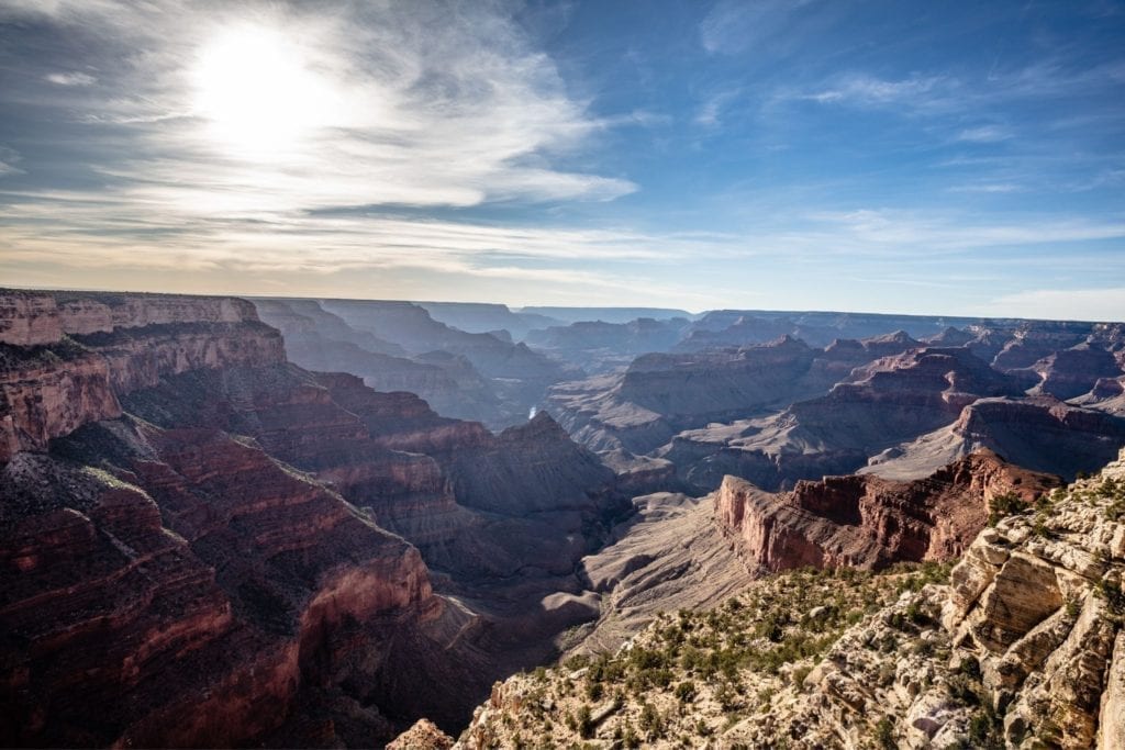 A view above the expansive Grand Canyon in Arizona