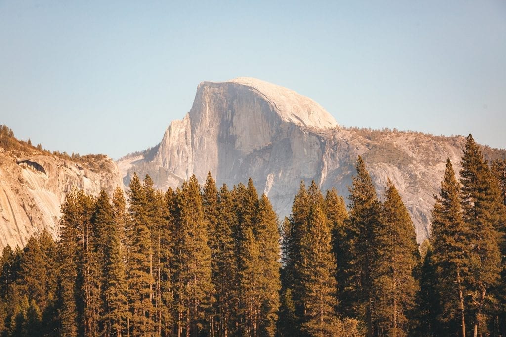 Half Dome as seen from Cooks Meadow during fall in Yosemite National Park