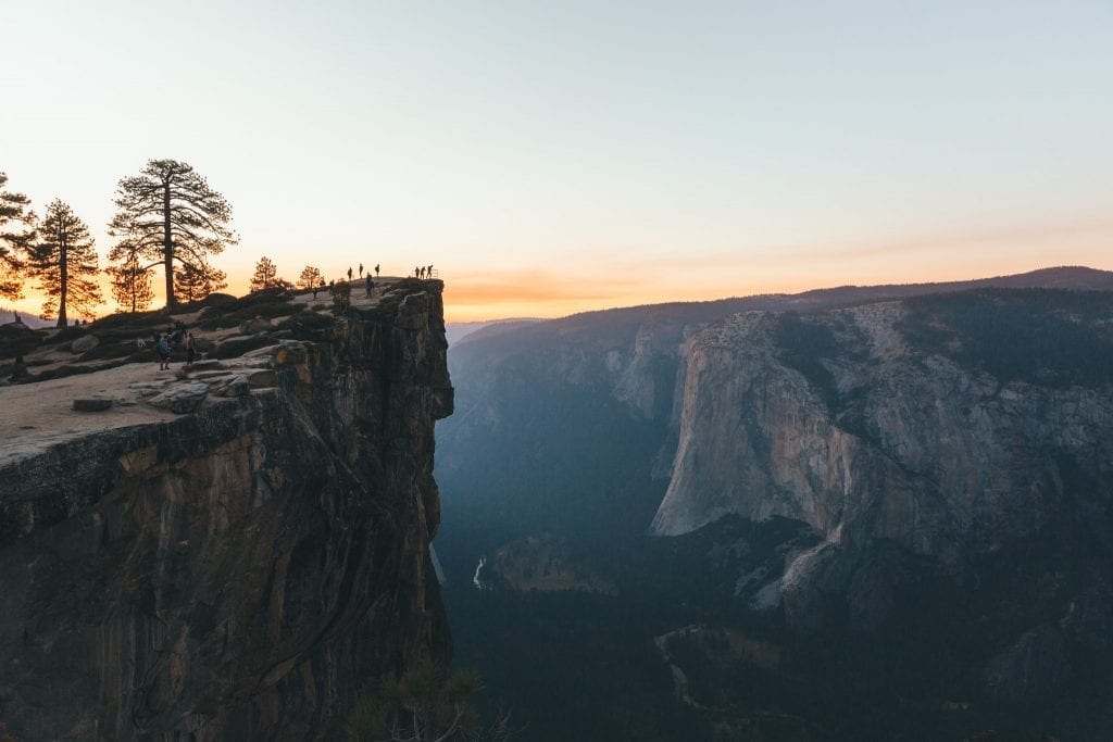 Taft Point and El Capitan at sunset in Yosemite National Park