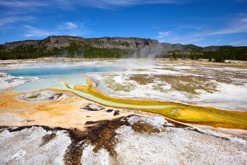 Pools in Black Sand Basin in Yellowstone