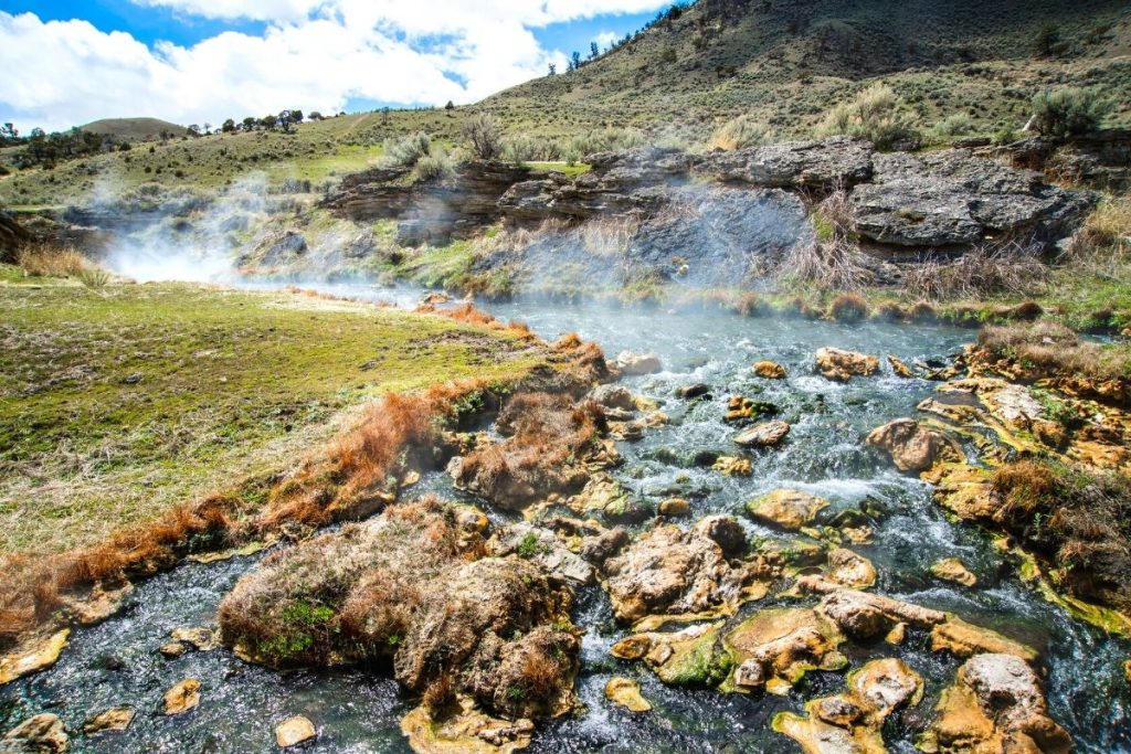 Steaming, winding river in Yellowstone