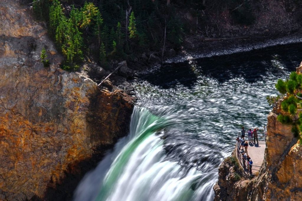 Waterfall at Brink of the Lower Falls in Yellowstone