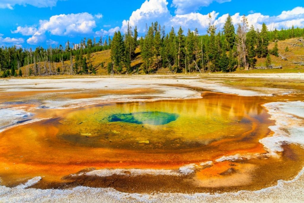 Multi-colored chromatic hot spring in Yellowstone