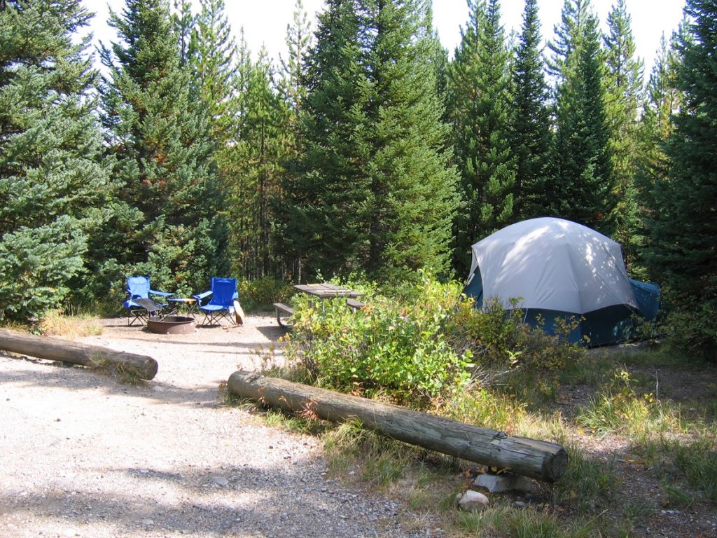 Tent in Colter Bay Campground in Grand Teton National Park