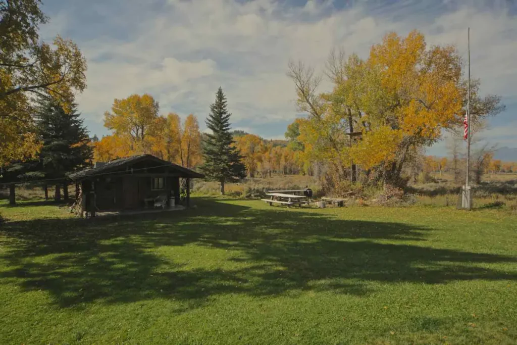 Log cabin exterior near Grand Teton