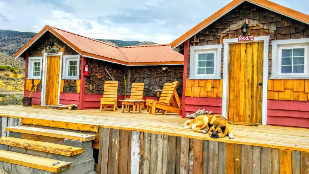 Series of cottages on a wooden deck