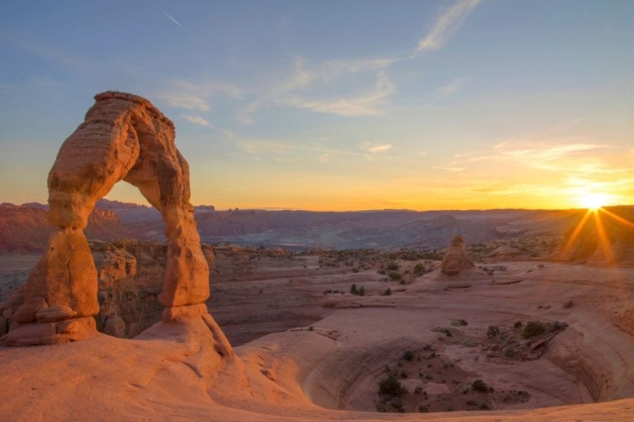 Delicate Arch at sunset in Arches National Park