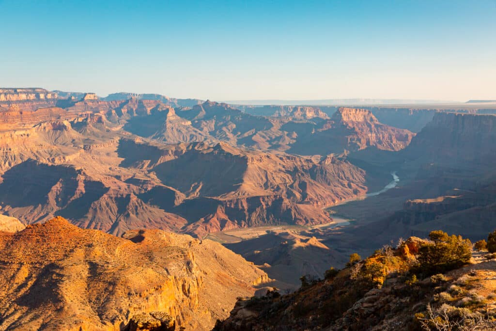 View from Desert View Watchtower in Grand Canyon National Park South Rim