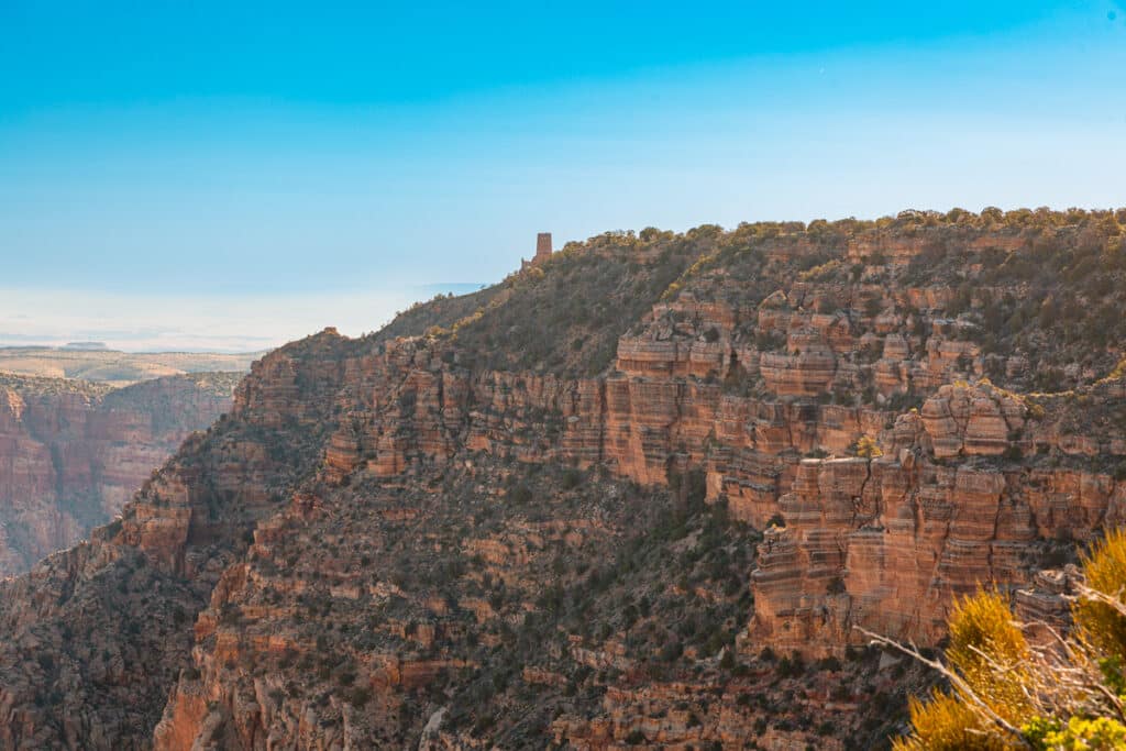 Desert View Watchtower from Navajo Point in Grand Canyon National Park South Rim