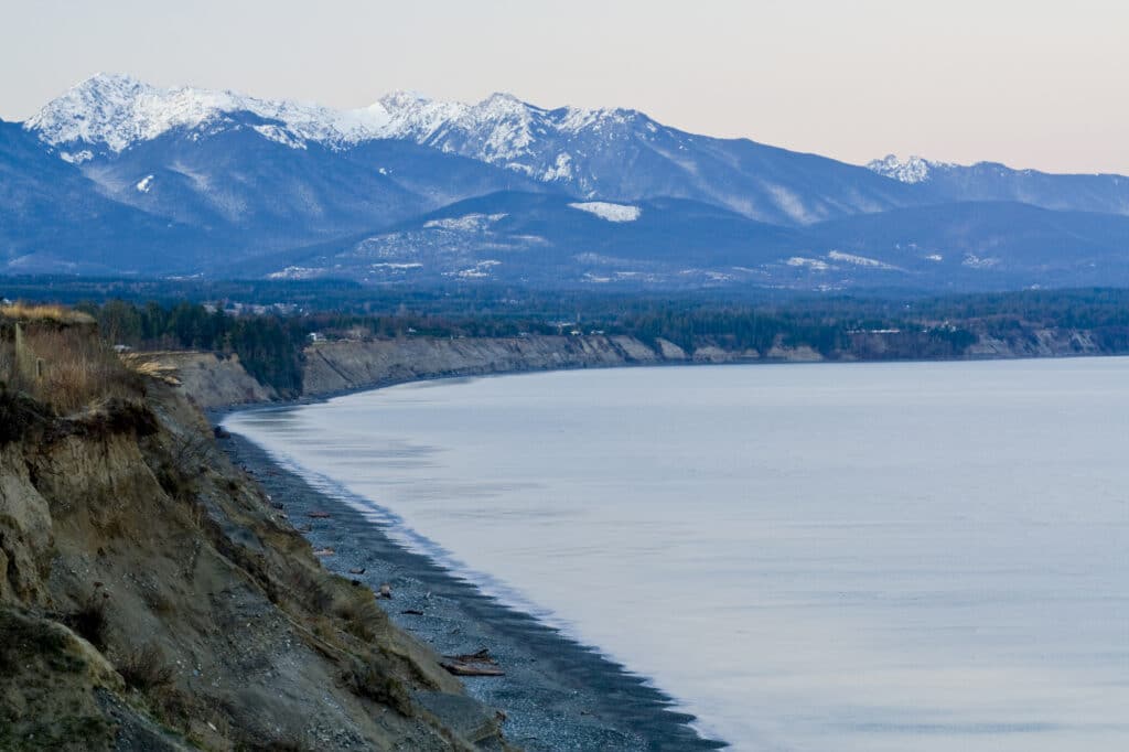 Miles of coastline at Dungeness Spit Wildlife Refuge