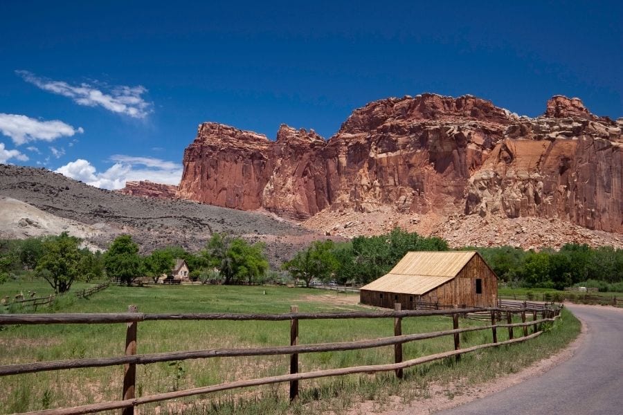 Fruita Orchard and Barn in Capitol Reef National Park