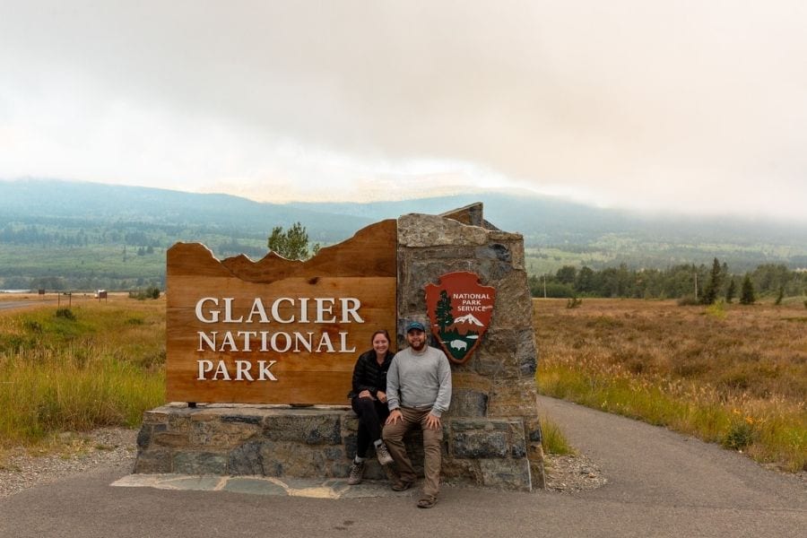 Entrance sign at Glacier National Park in Montana