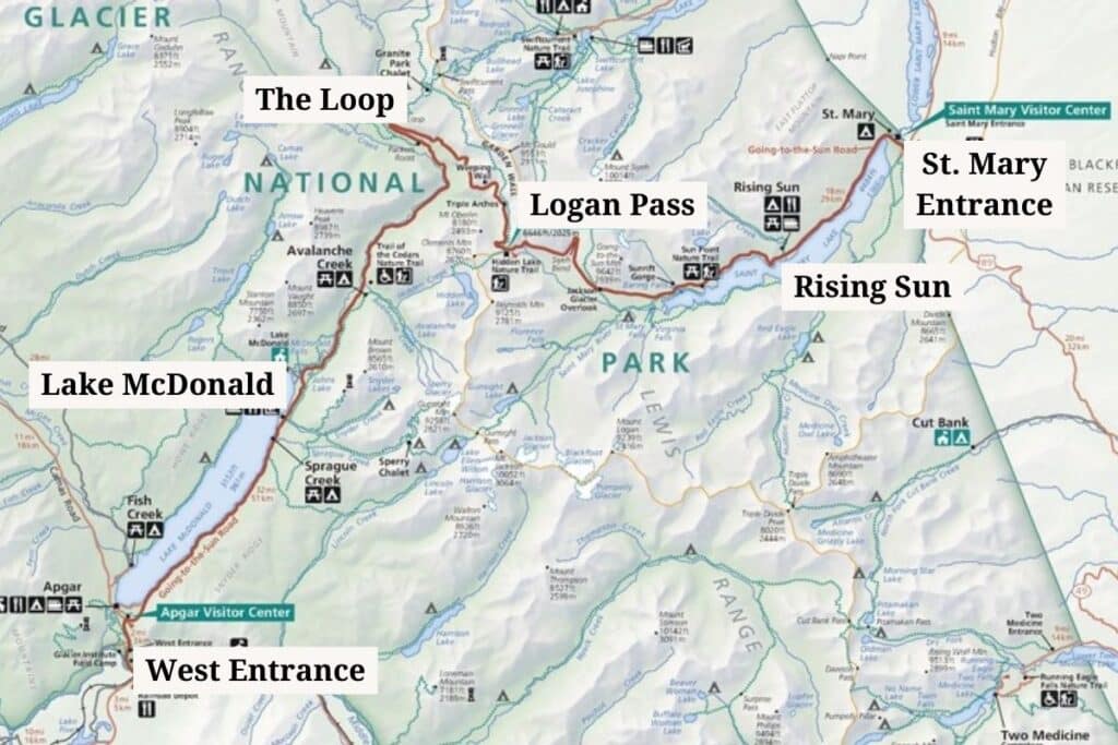 Map of Going-to-the-Sun Road