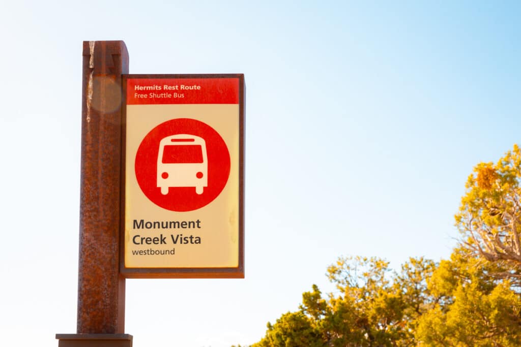 Sign for the Grand Canyon National Park shuttle