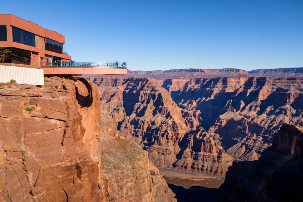 View of the Grand Canyon Skywalk viewing platform at the West Rim