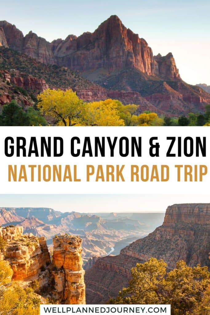 Grand Canyon to Zion National Park Road Trip Pinterest Pin