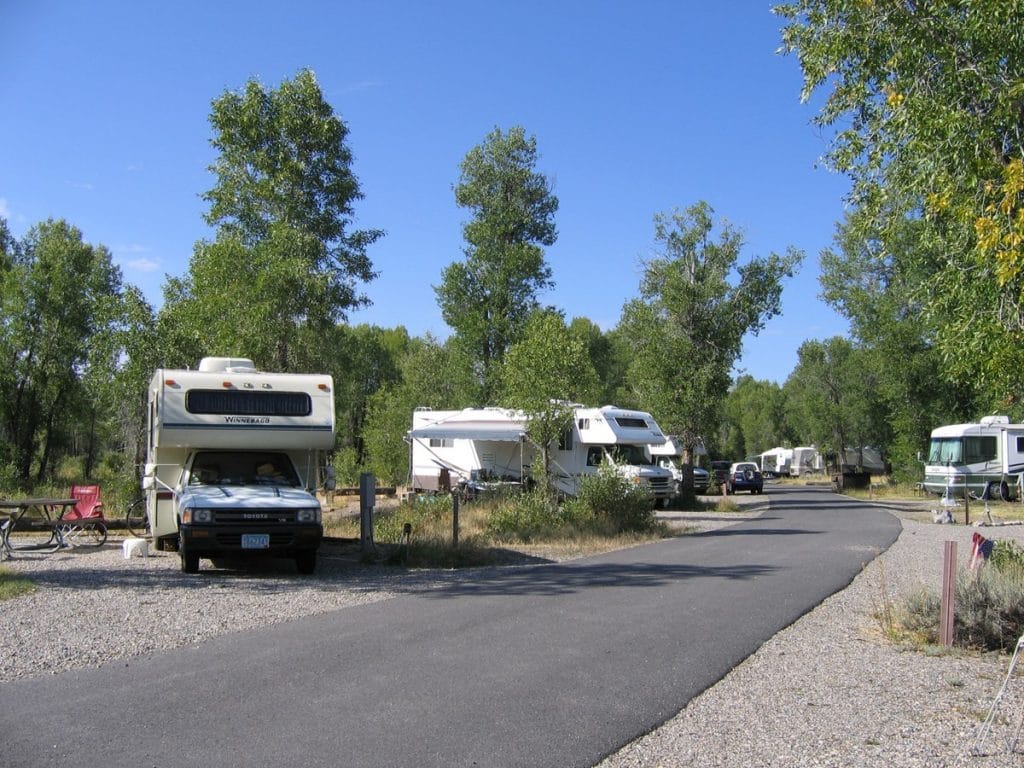 RVs in Gros Ventre Campground in Grand Teton National Park