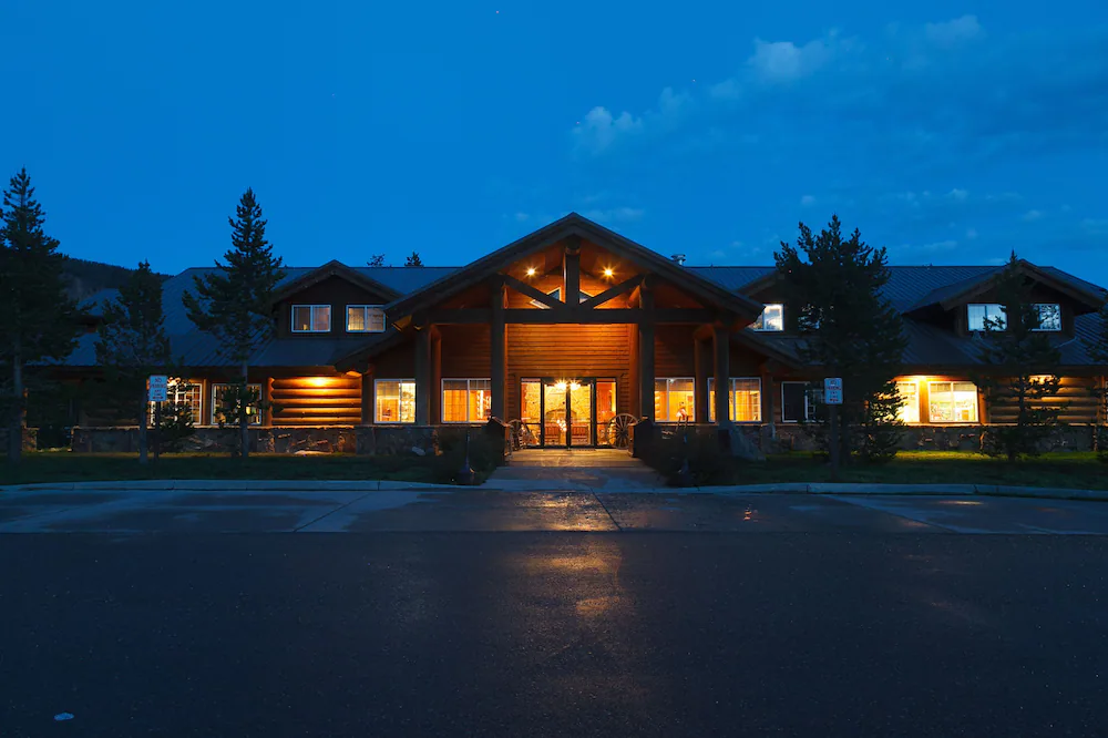 Headwaters Lodge in Grand Teton at night