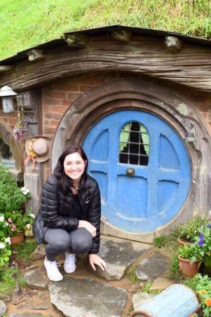 Julia at Hobbiton in New Zealand