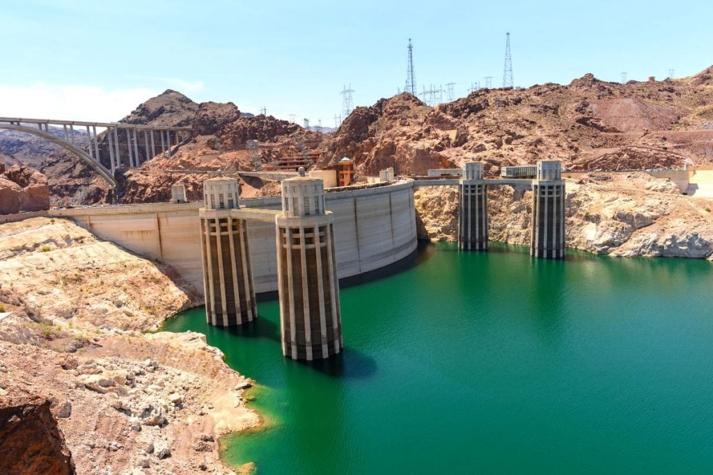 Water at the Hoover Dam in Lake Mead National Recreation Area