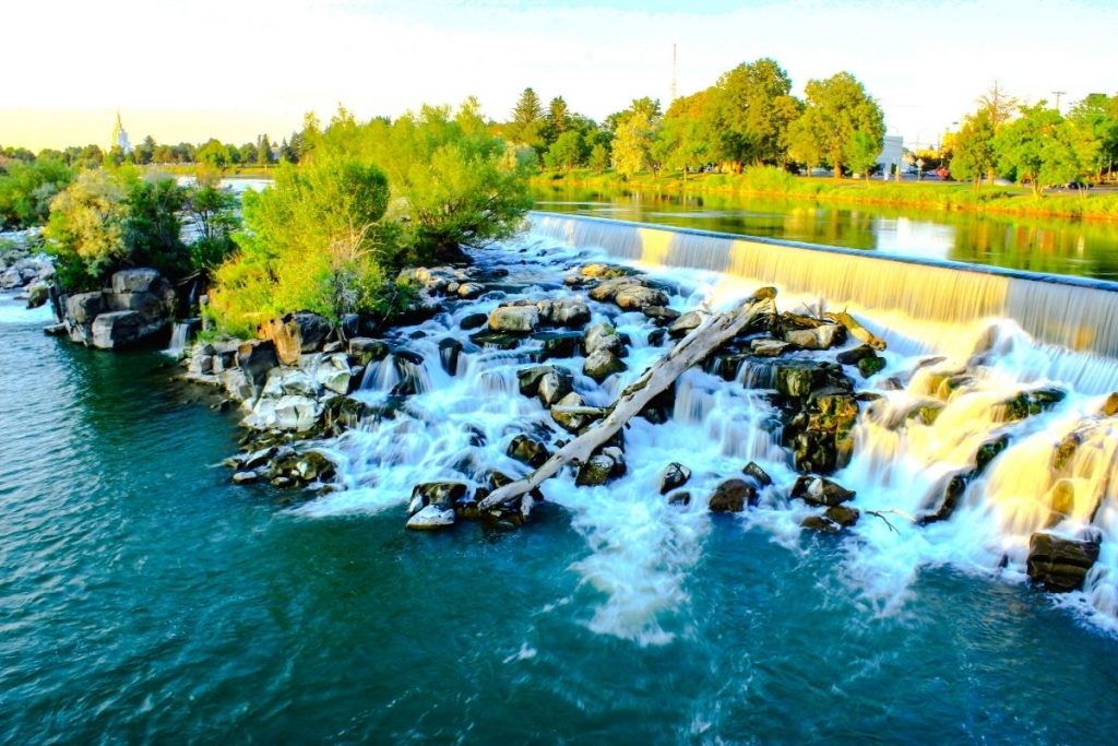 Cascading waterfall in Idaho Falls