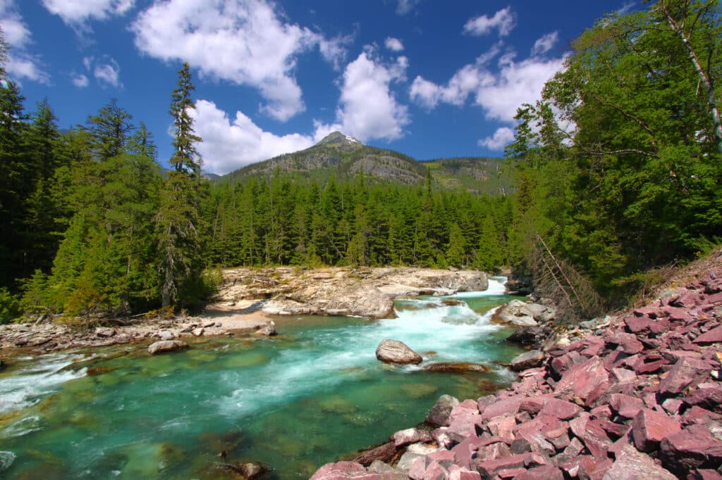 McDonald Creek cascades in Glacier National Park