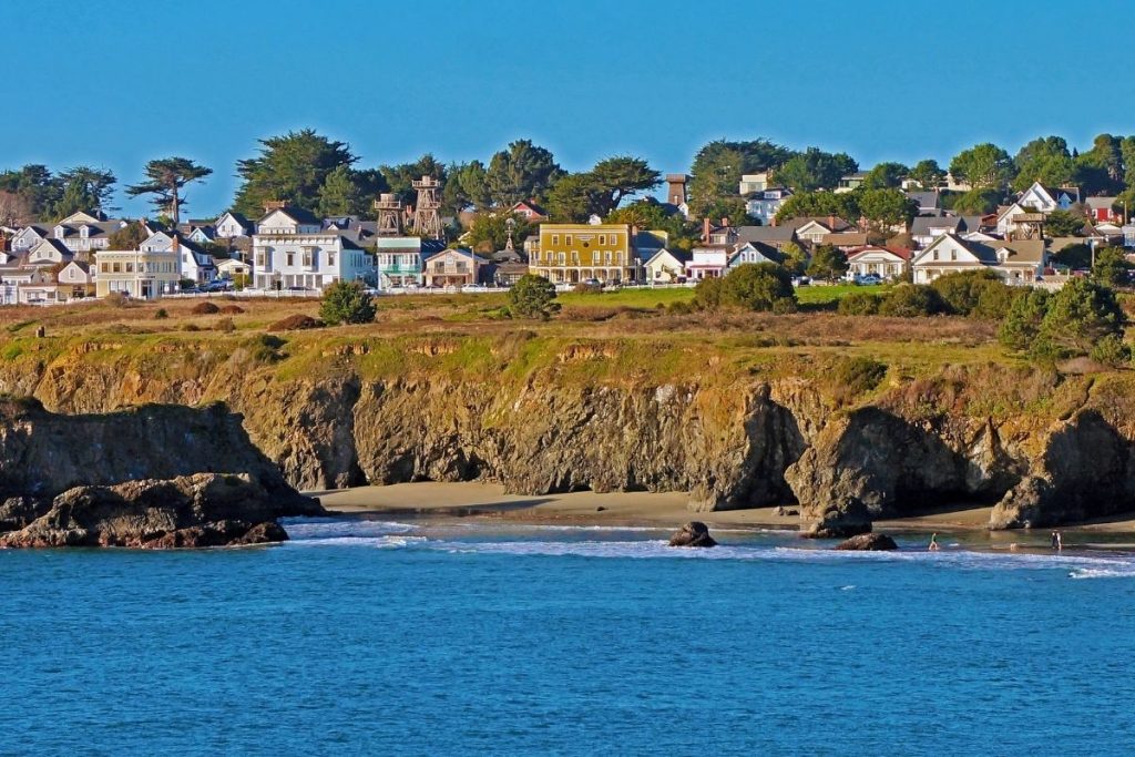 Coastline along downtown Mendocino