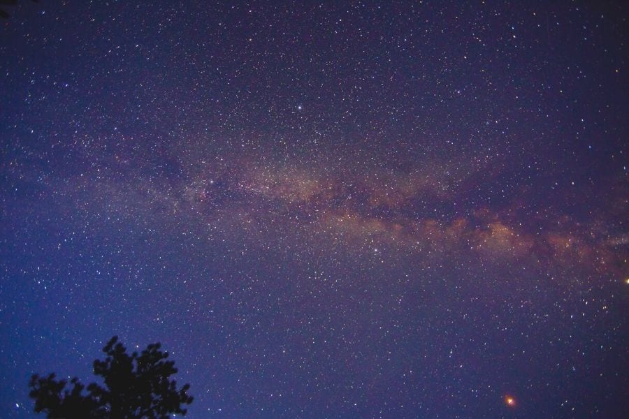 Starry night sky and Milky Way while stargazing in Bryce Canyon