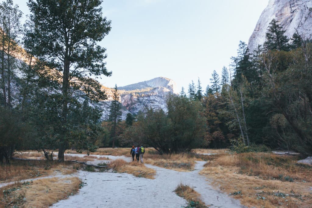 Trail to Mirror Lake in Yosemite in the fall