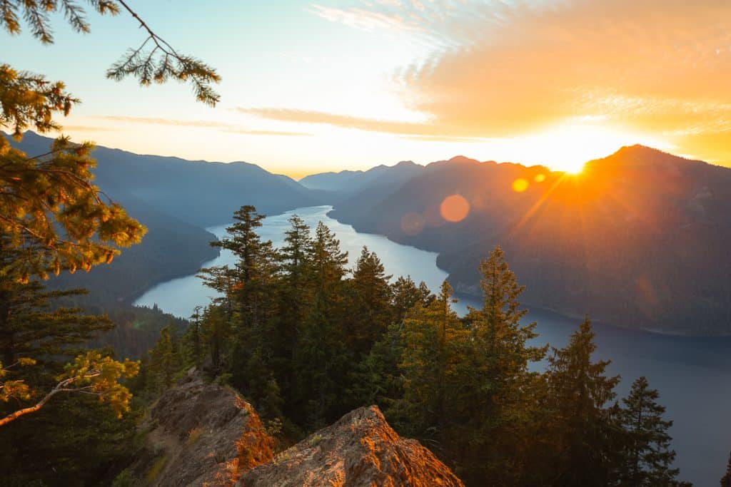 Sunset view from Mount Storm King in Olympic National Park