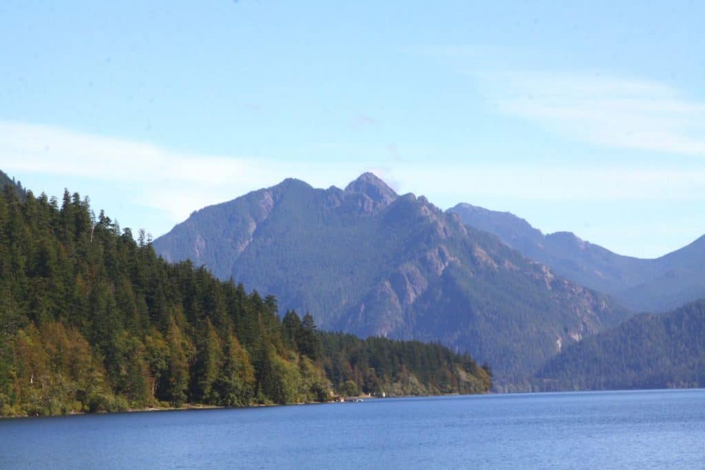 Mount Storm King as seen from Lake Crescent's shoreline