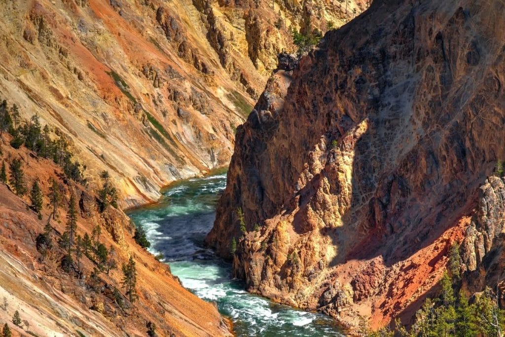 Yellowstone River in the canyon from the North Rim Trail in Yellowstone