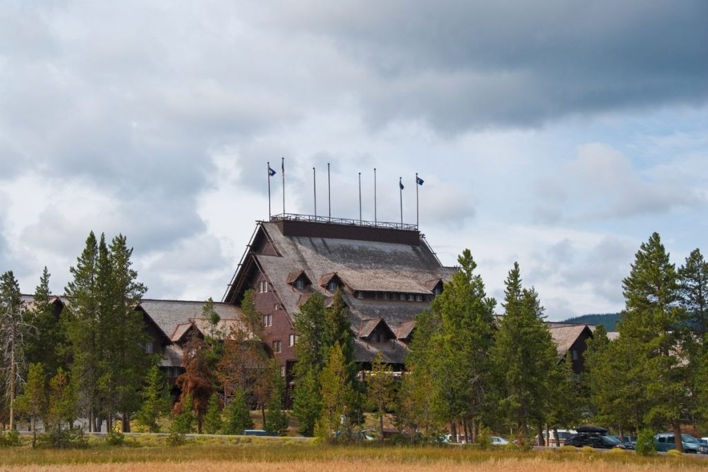 Yellowstone's Old Faithful Inn from a distance