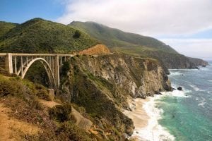 Bixby Creek Bridge on the Pacific Coast Highway in California on a sunny day