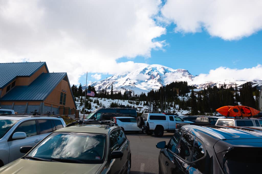 View from Paradise parking lot in Mount Rainier National Park