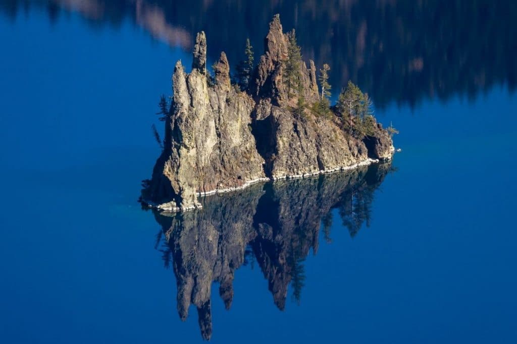 Phantom Ship as seen from the Sun Notch Trail in Crater Lake National Park