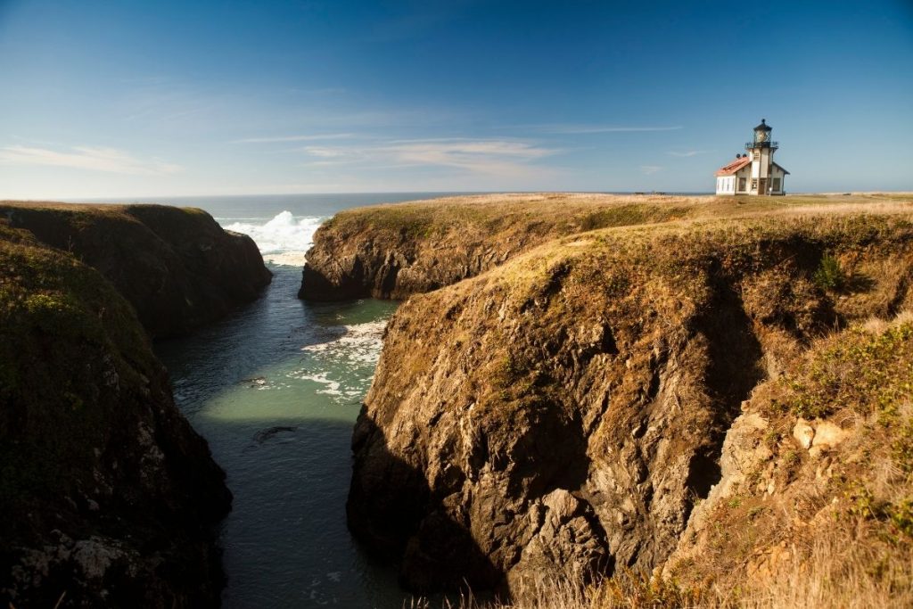 Cliff edges at Point Cabrillo Lighthouse