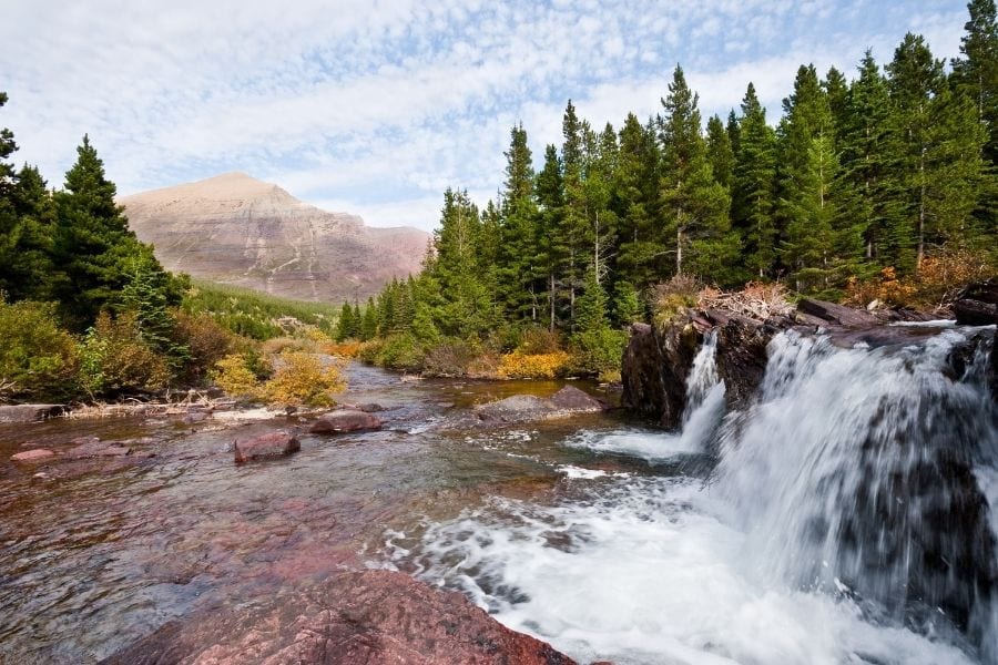 Redrock Falls in Glacier National Park