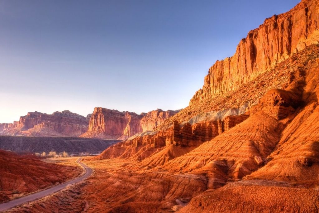 Highway winds through Capitol Reef National Park