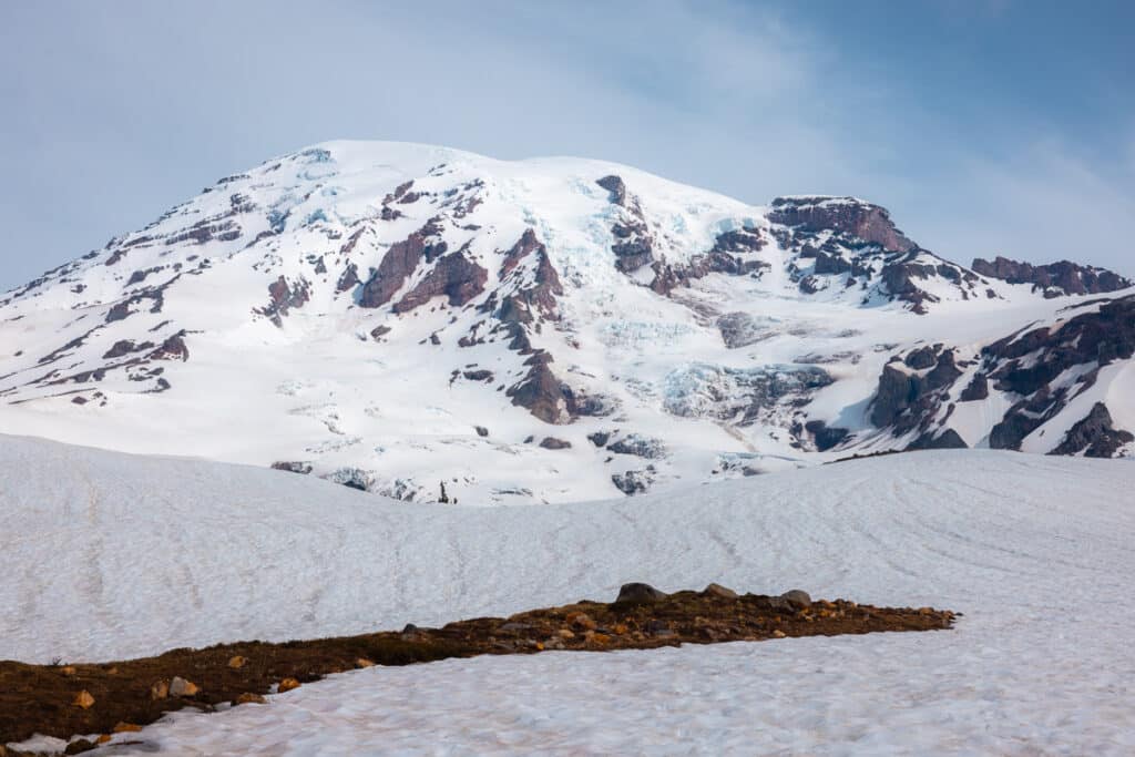 Skyline Trail in early summer with snow in Mount Rainier National Park