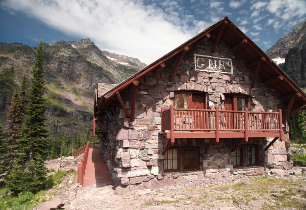 Sperry Chalet stone cabin in the mountains of Glacier National Park