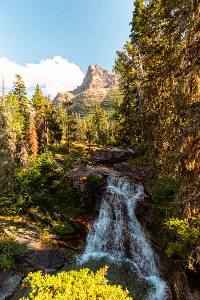 St. Mary Falls in Glacier National Park seen from above