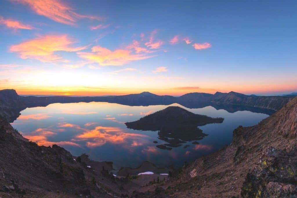 Sunrise over Crater Lake National Park