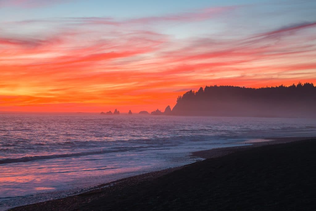 Rialto Beach sunset in Olympic National Park