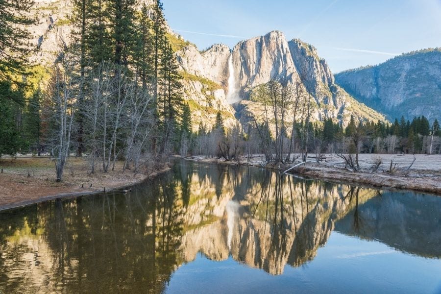 Swinging Bridge view of Yosemite Falls